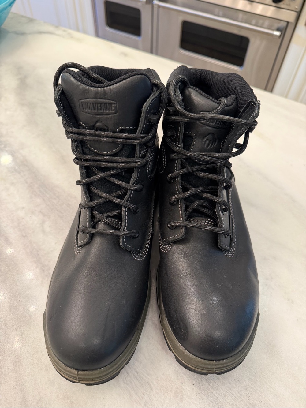 Wolverine Men's Black Leather Work Boots - Lace-Up Safety Boots